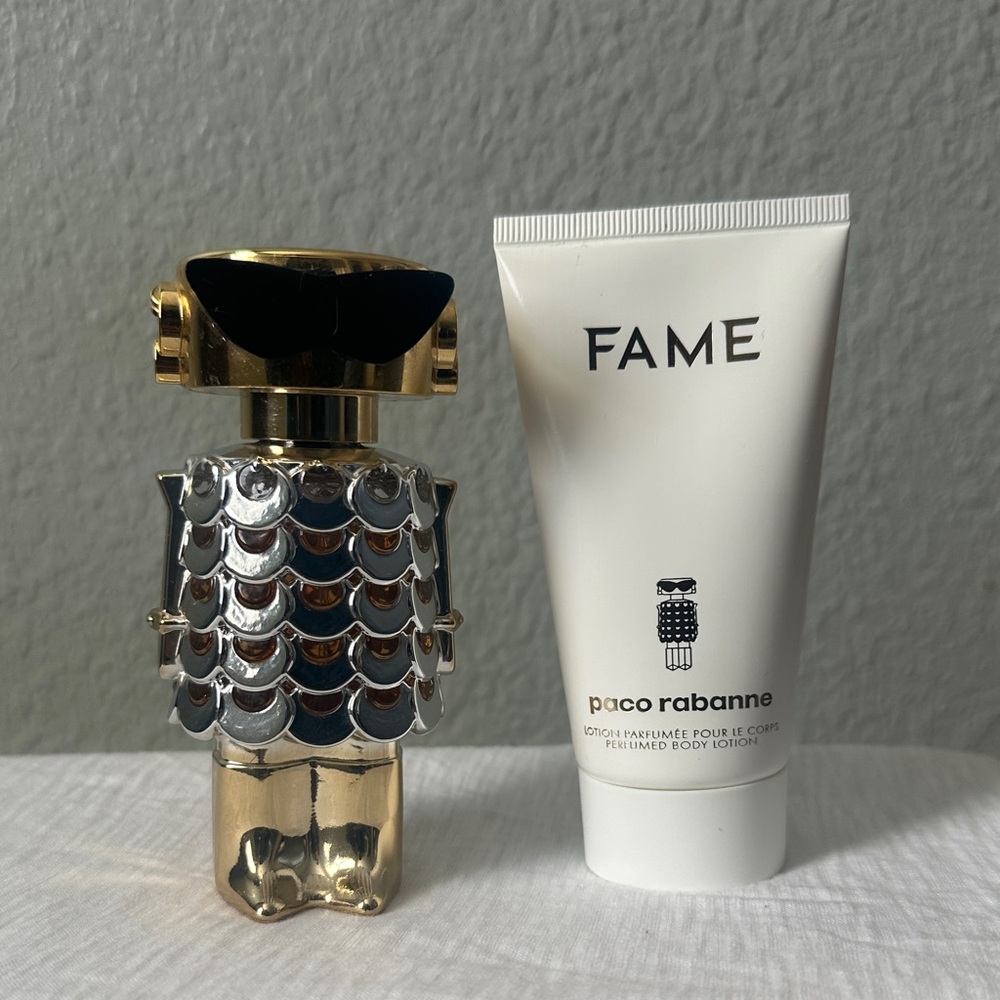 Paco Rabanne Fame Gold and Silver Perfume with White Lotion
